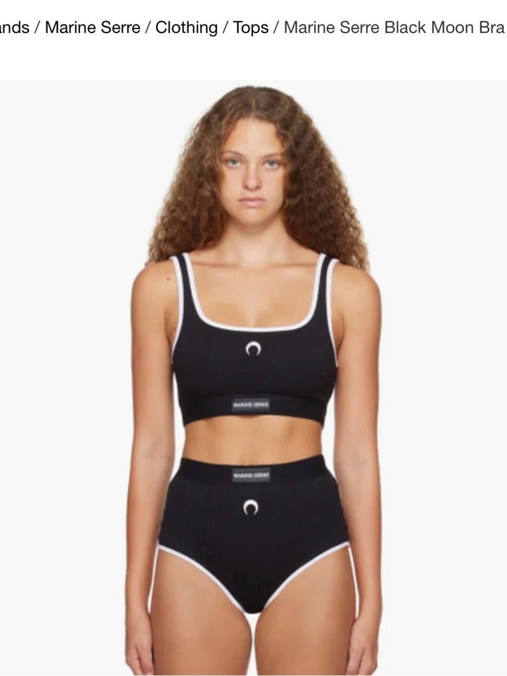 Marine Serre Black Crop Bralette with White Trim - Picture 1 of 7